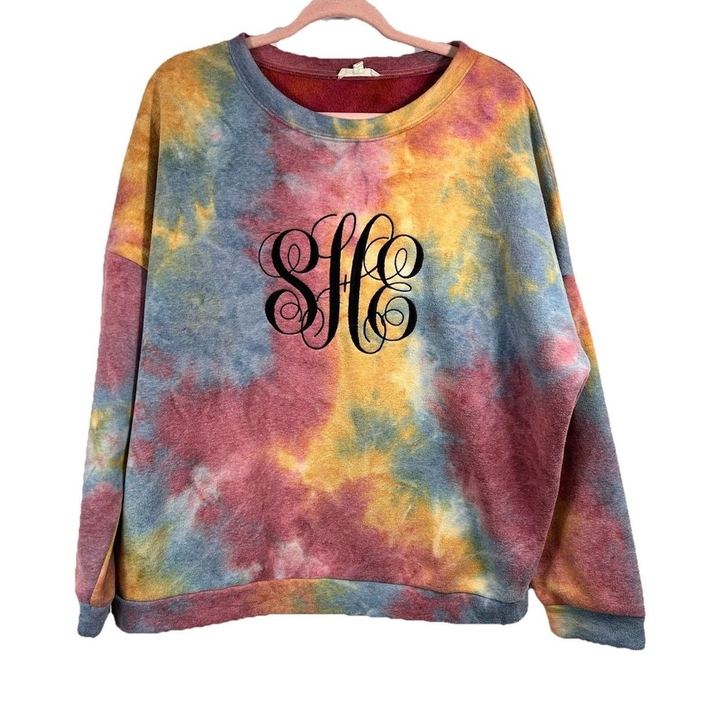 Easel Women's Oversized Sweatshirt Size M Tie dye Embroidered Logo Casual Y2K‎